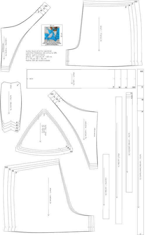 Molde Biquini Short Praia P Ao Gg Gm Moldes