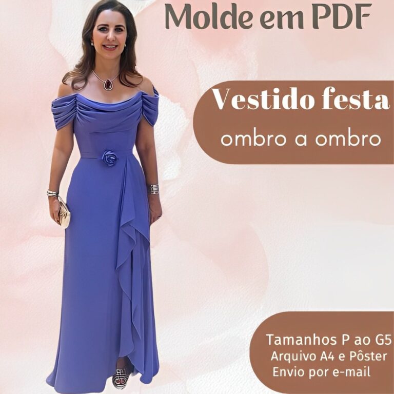 Molde Vestido Festa Ombro a Ombro (P ao G5) - GM MOLDES
