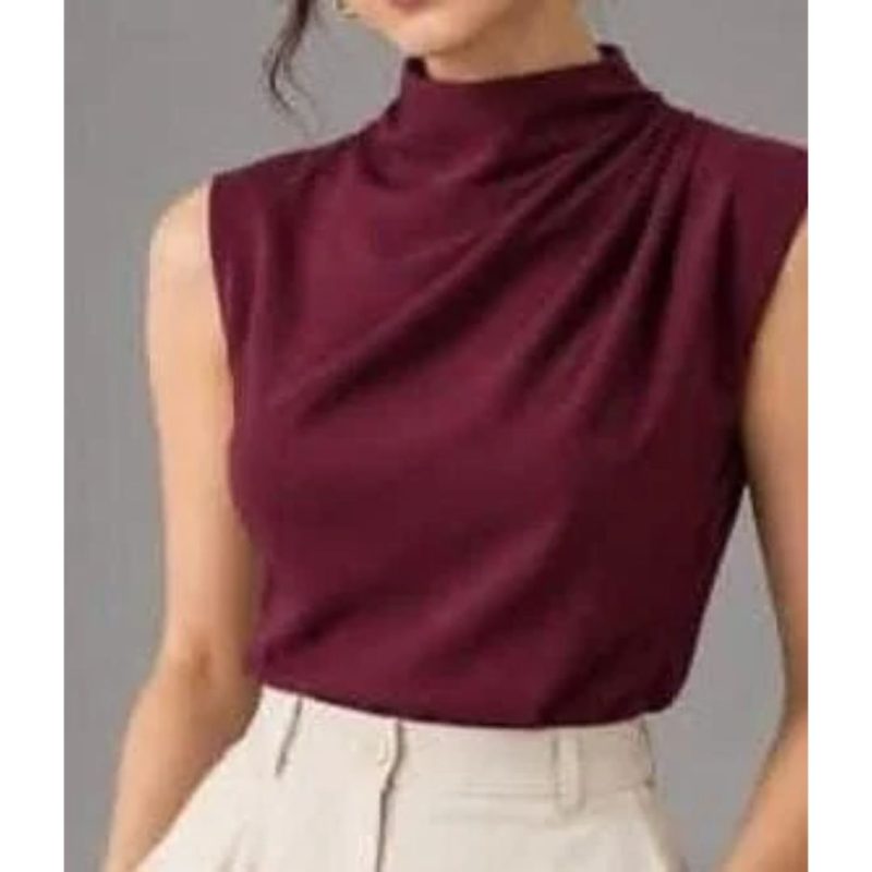 Molde Blusa Drapeada Com Gola Alta (PP ao G5)