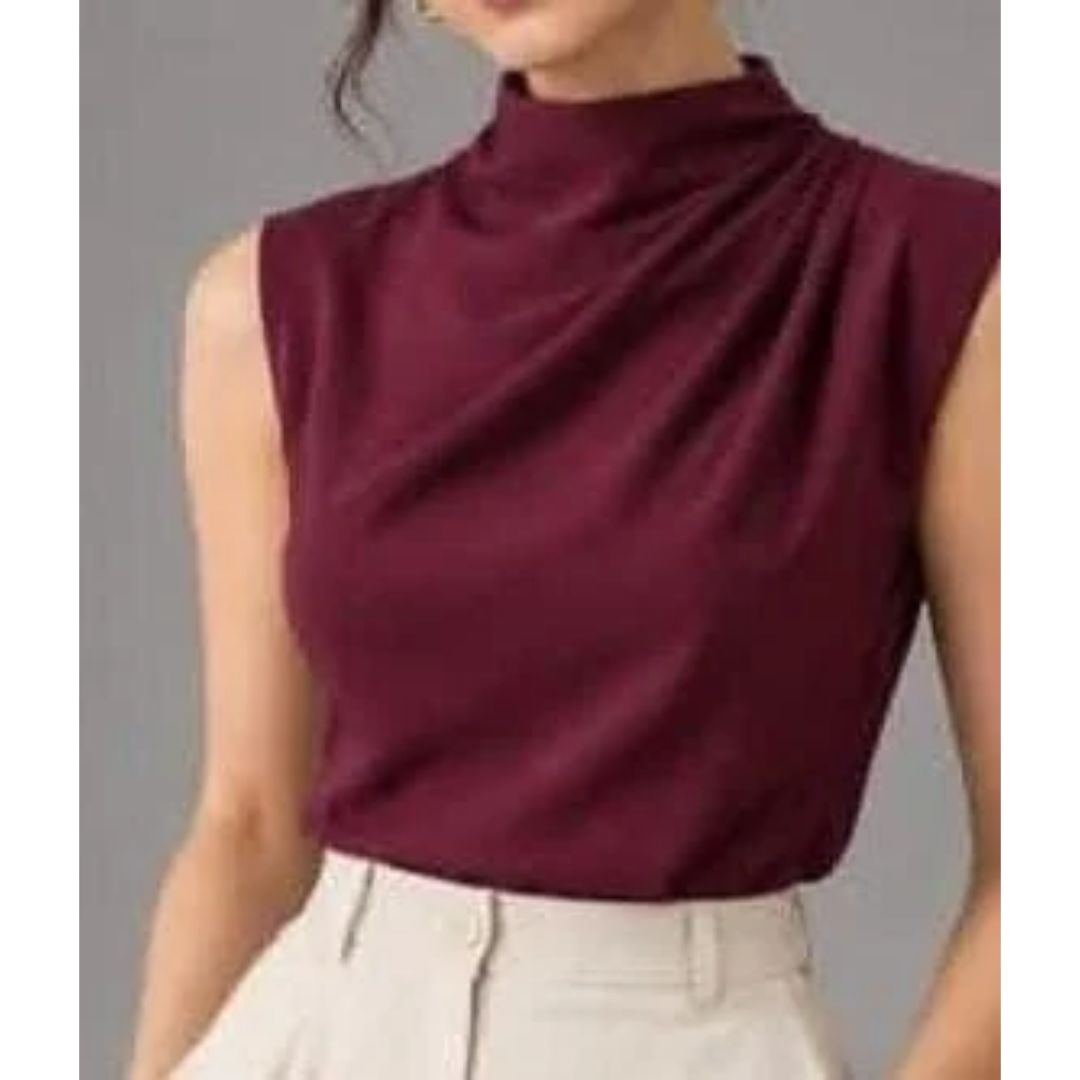 Design sem nome Molde Blusa Drapeada Com Gola Alta (PP ao G5) - Imagem 1