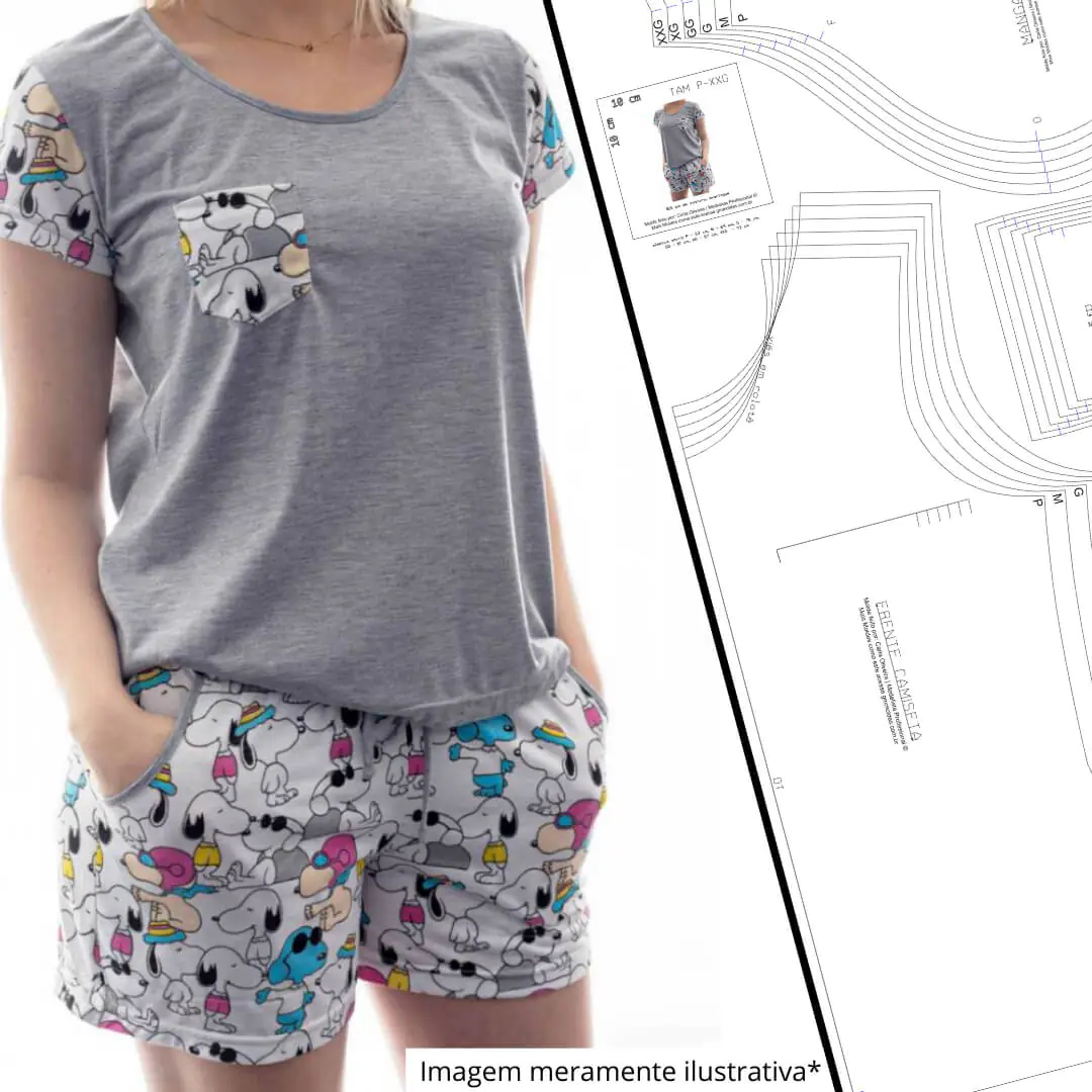 Molde Pijama Malha Manga Curta (P ao XXG) - Imagem 1