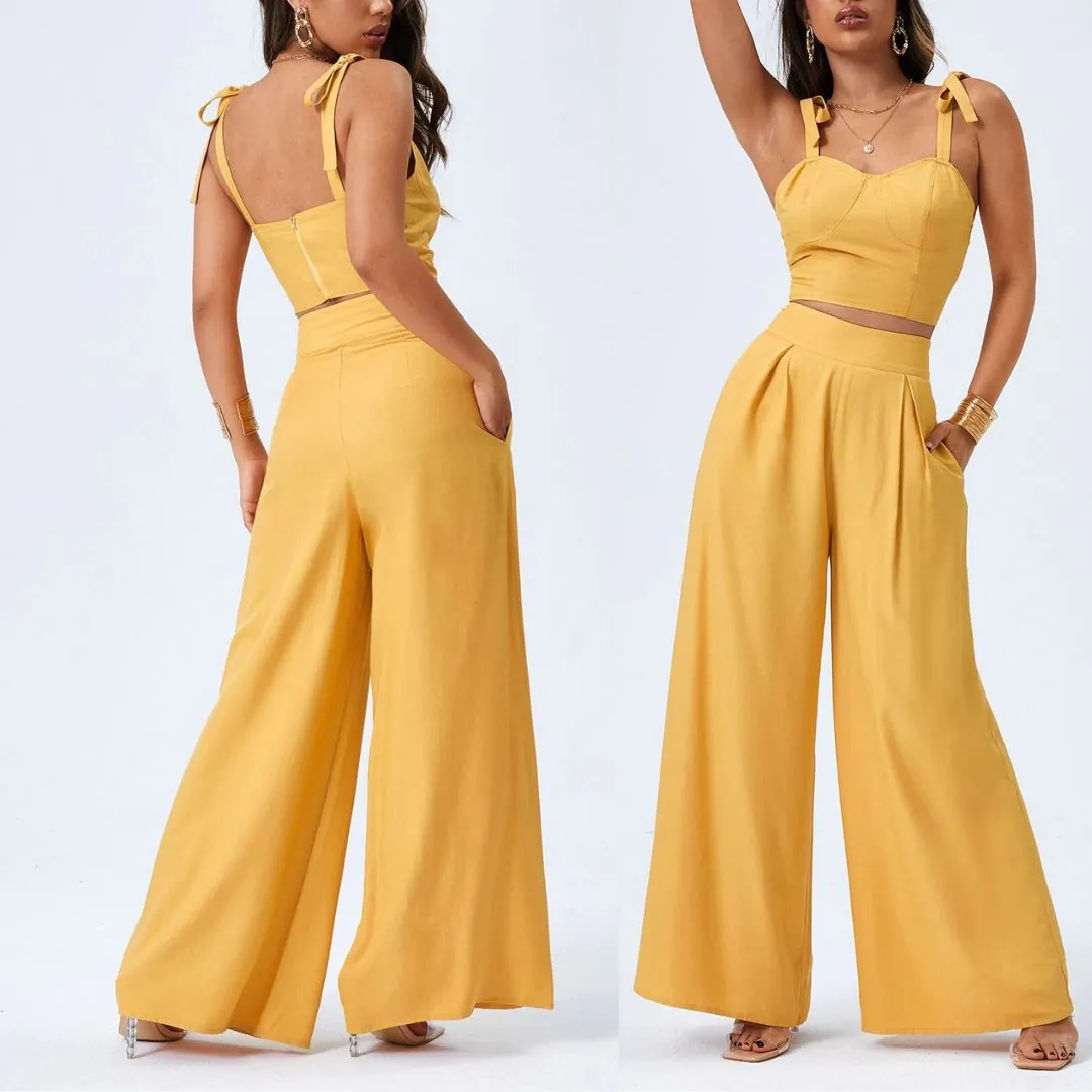 Molde Conjuntinho Cropped Lacinho + Calça Pantalona (P ao GG) - Imagem 1