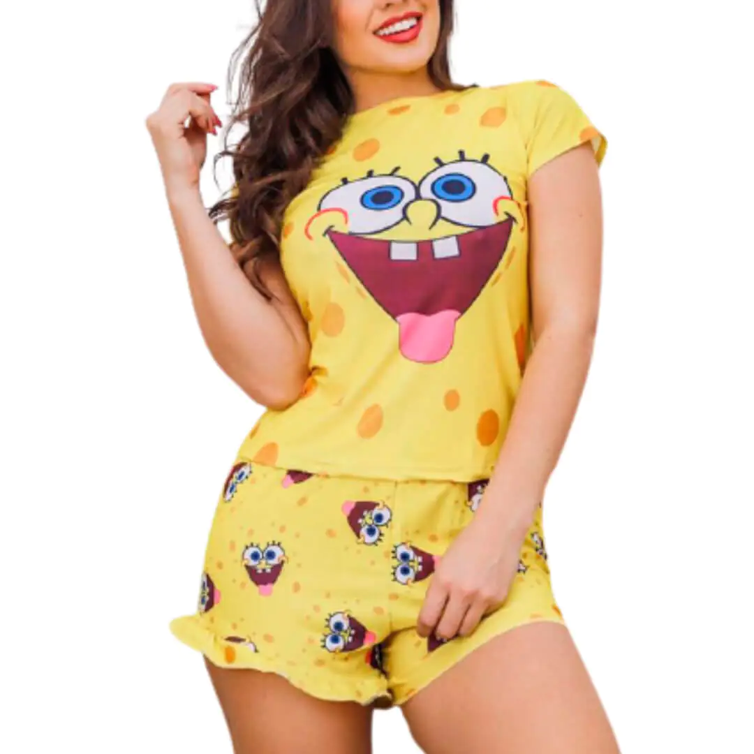 Molde Conjuntinho Pijama Curto Personagens Feminino (P ao XXG) - Imagem 1