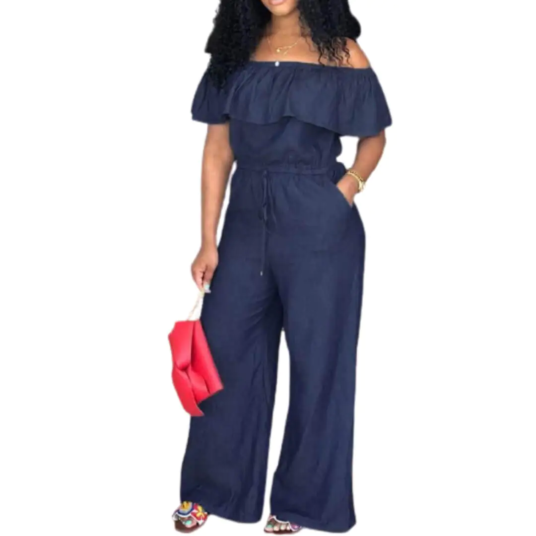 Molde Macacão Jeans Verão Ombro a Ombro com Babado (PP ao GG) - Imagem 1