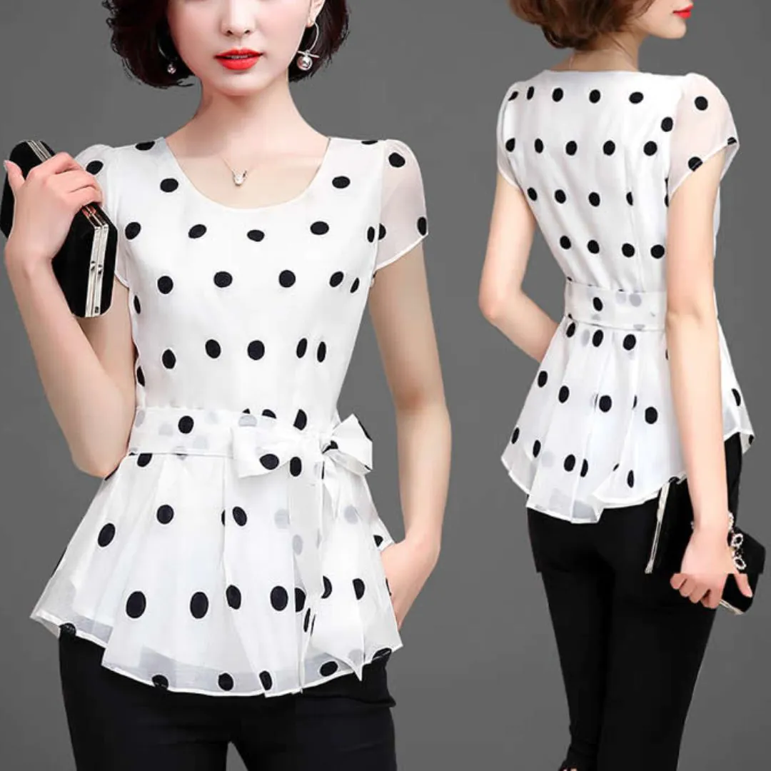 MODELO-Blusa Casual Gola Redonda com Laço (38 ao 46) Molde Blusa Casual Gola Redonda com Laço (38 ao 46) - Imagem 1