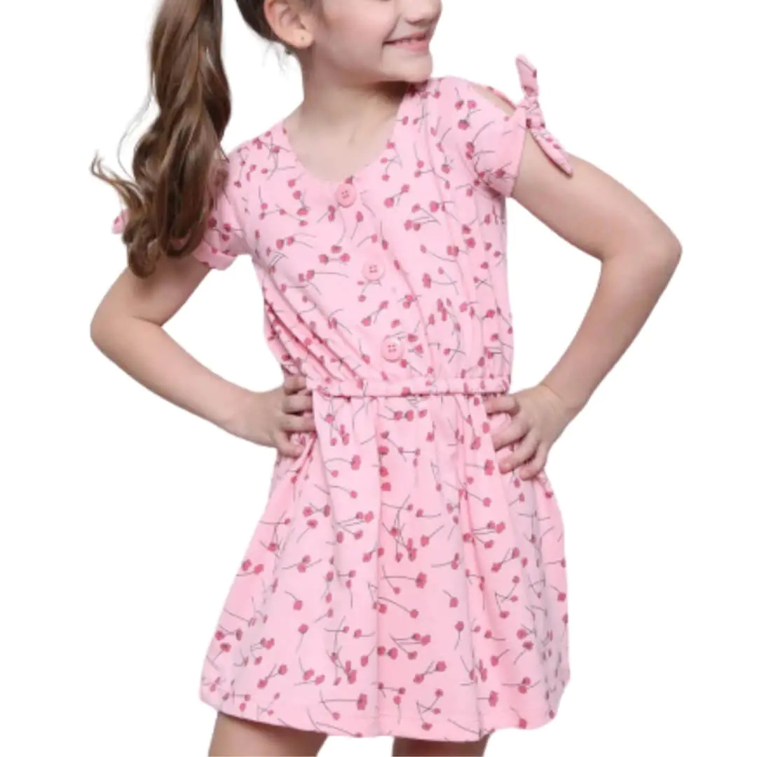 Molde Vestido Com Botões Manga Curta Com Laços (2 aos 10 anos) - Imagem 1