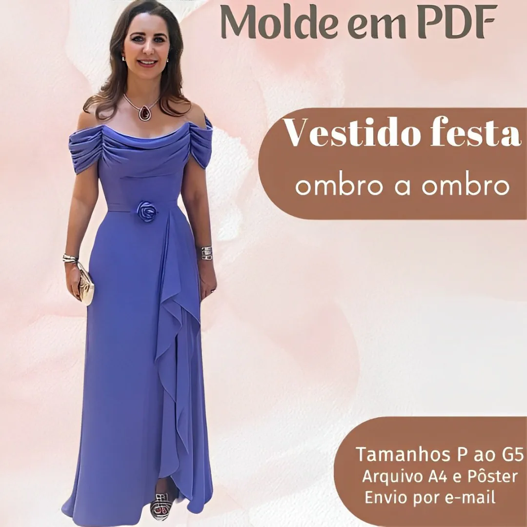 Molde Vestido Festa Ombro a Ombro (P ao G5) - Imagem 1