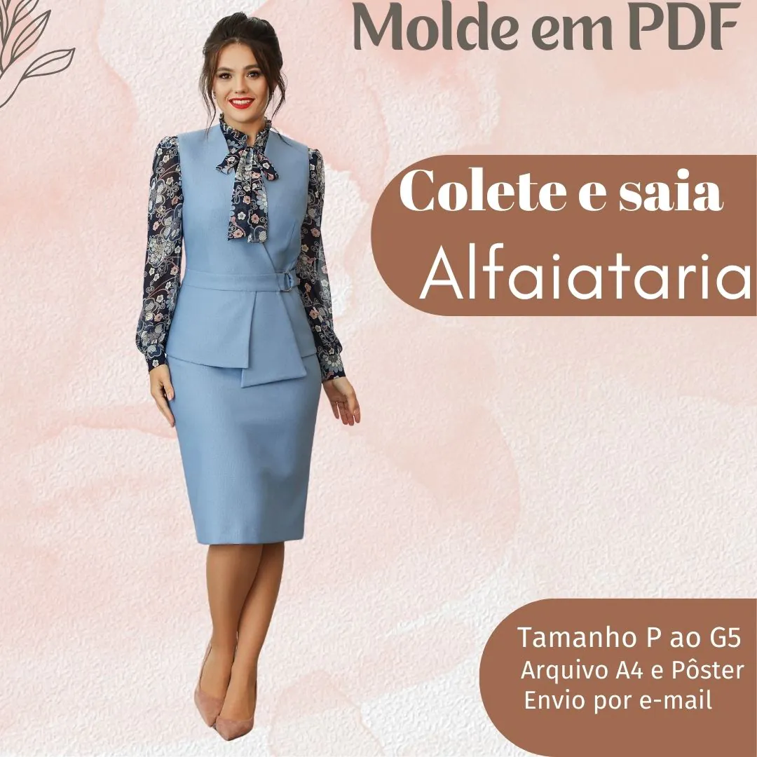 Molde Conjunto Colete e Saia Manu (P ao G5) - Imagem 1