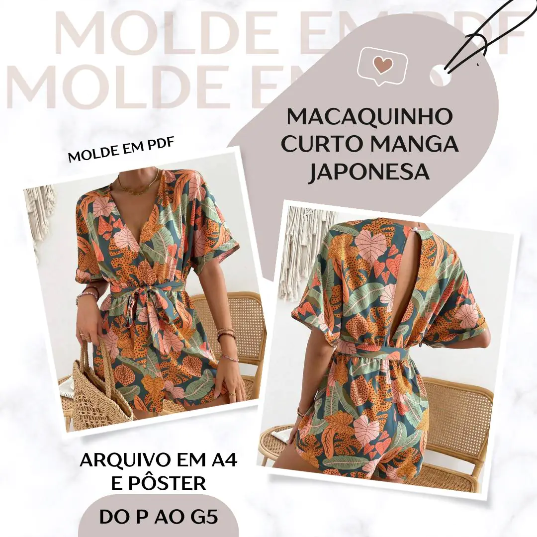 Molde Macaquinho Curto Manga Japonesa (P ao G5) - Imagem 1