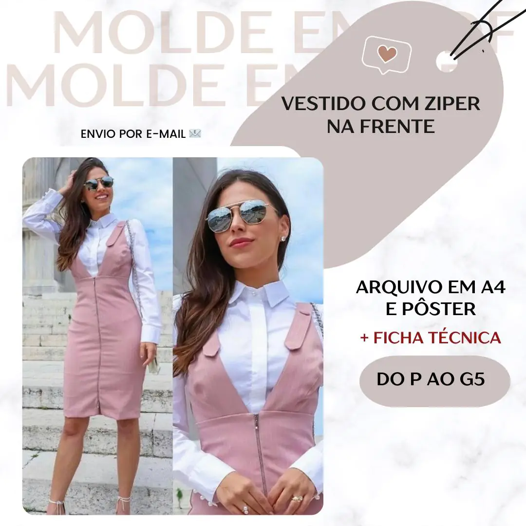 Molde Vestido com Zíper na Frente (P ao G5) - Imagem 1