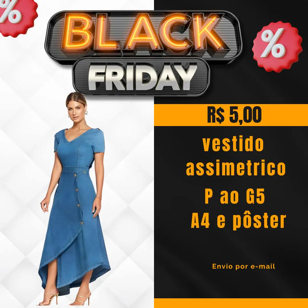 MOLDE EM PDF VESTIDO ASSIMETRICO Molde Vestido Assimetrico (P ao G5) - Imagem 1