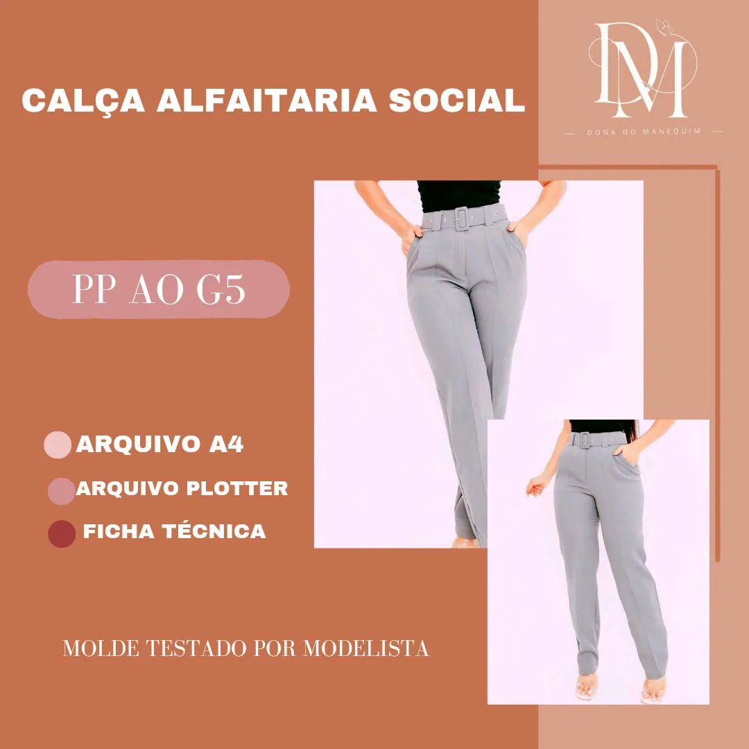 Molde Calça Social Feminina (PP ao G5) - Imagem 1