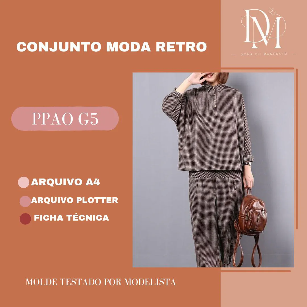 Molde Conjunto Moda Retro (PP ao G5) - Imagem 1