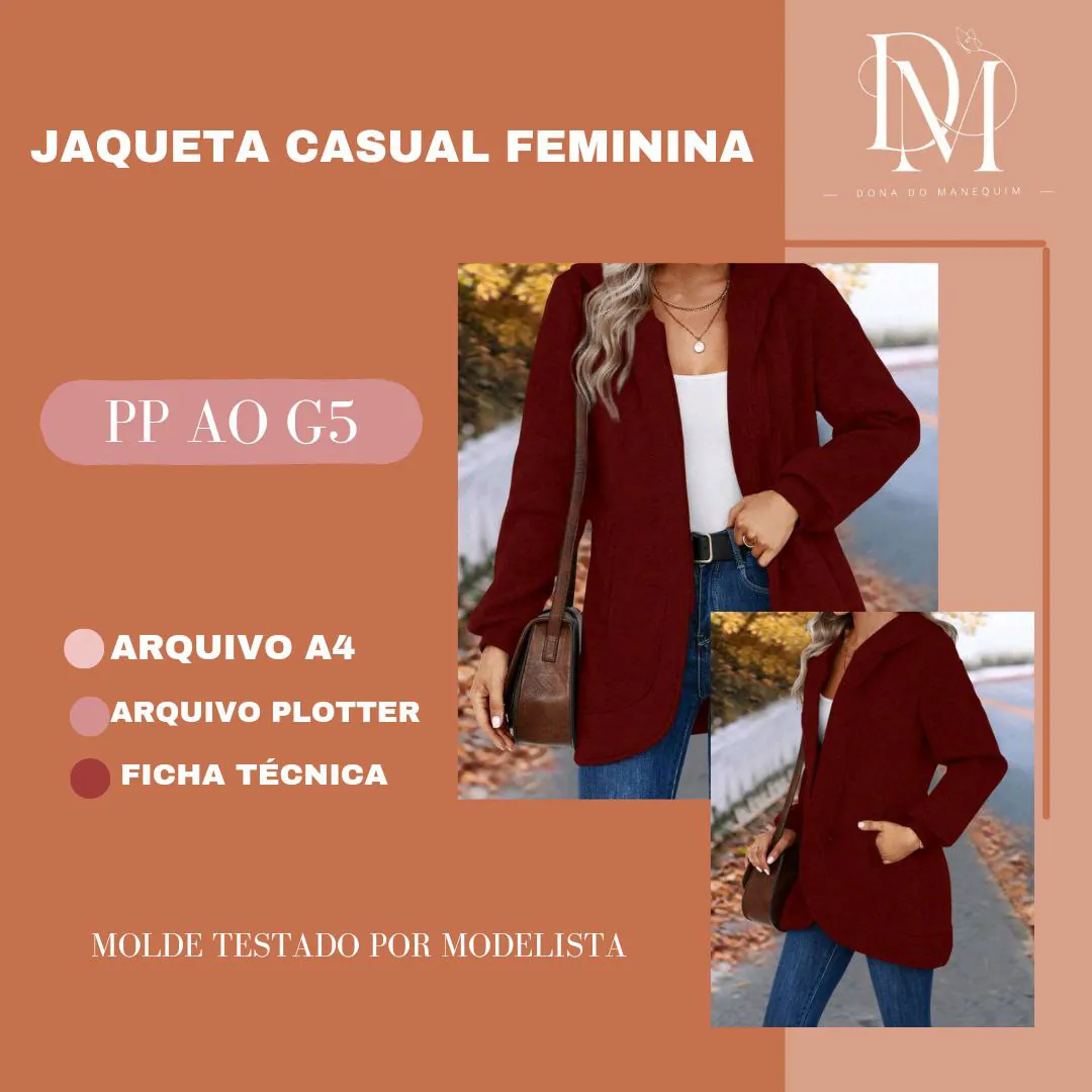 Molde Jaqueta Casual Feminina (PP ao G5) - Imagem 1