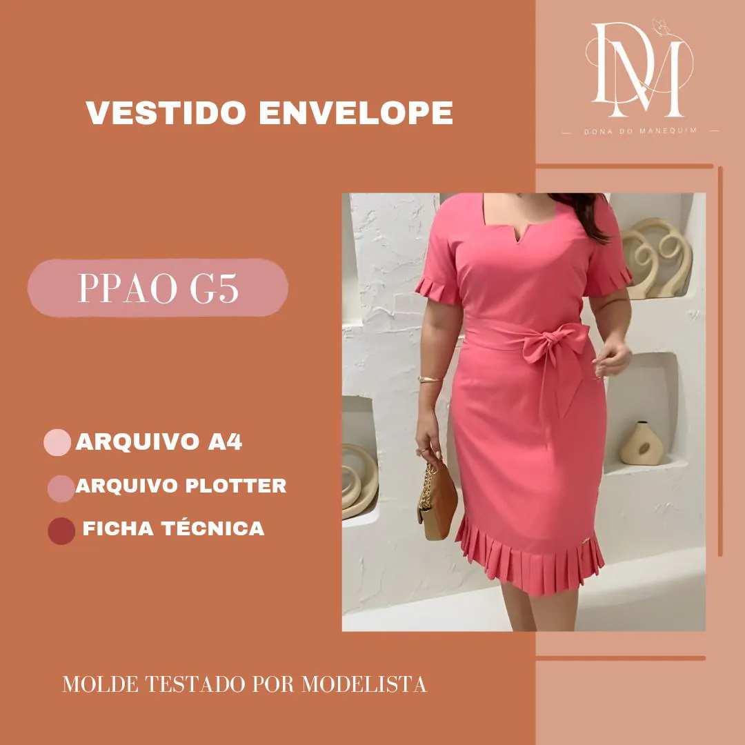 Molde Vestido Envelope (PP ao G5) - Imagem 1