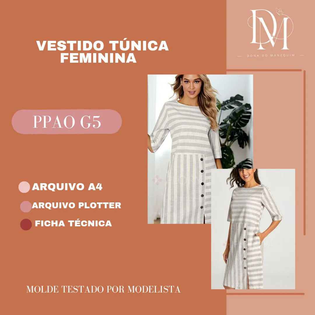 Molde Vestido Túnica Feminina (PP ao G5) - Imagem 1