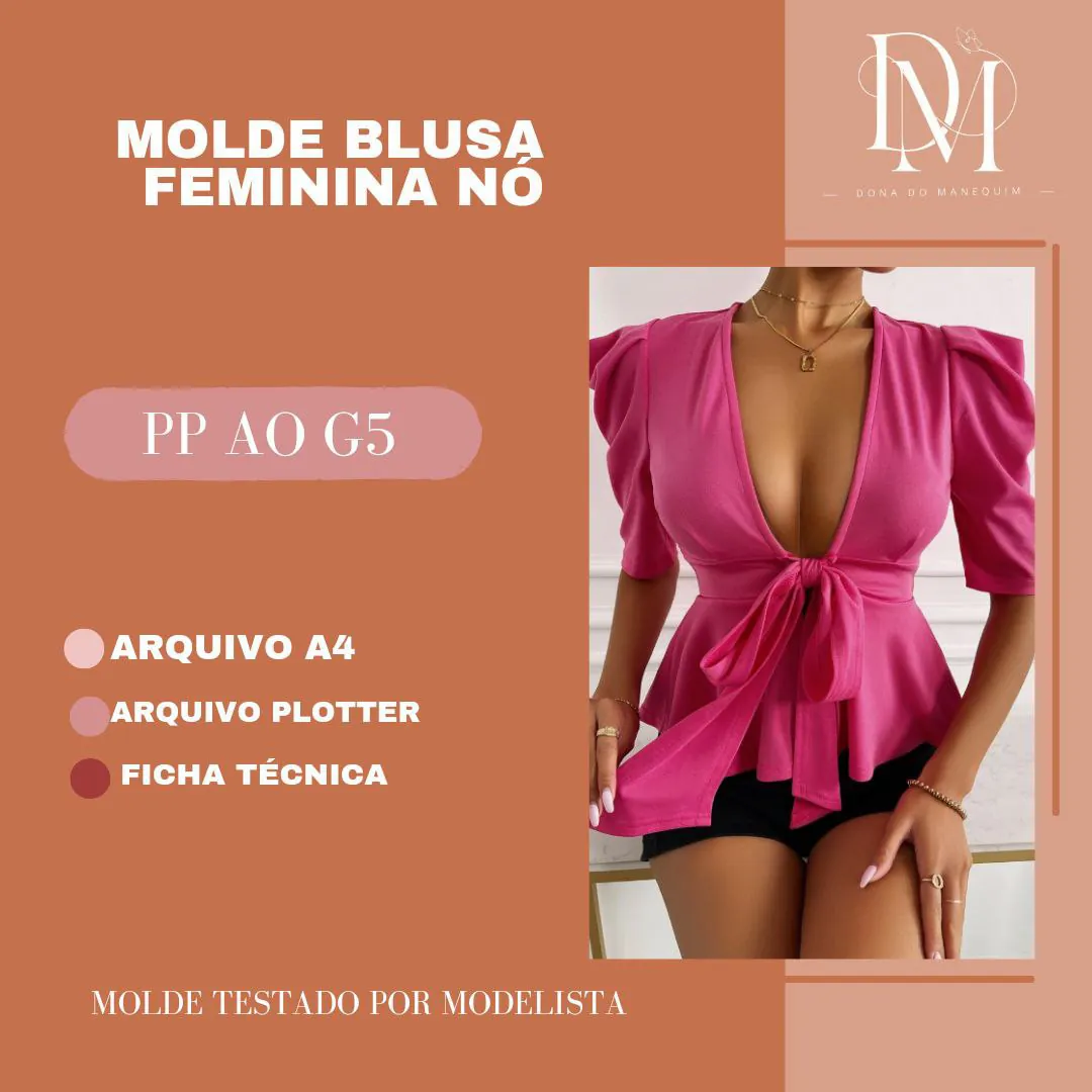 Molde Blusa Feminina Nó (PP ao G5) - Imagem 1