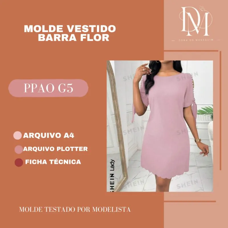 Molde Vestido Barra Flor (PP ao G5)