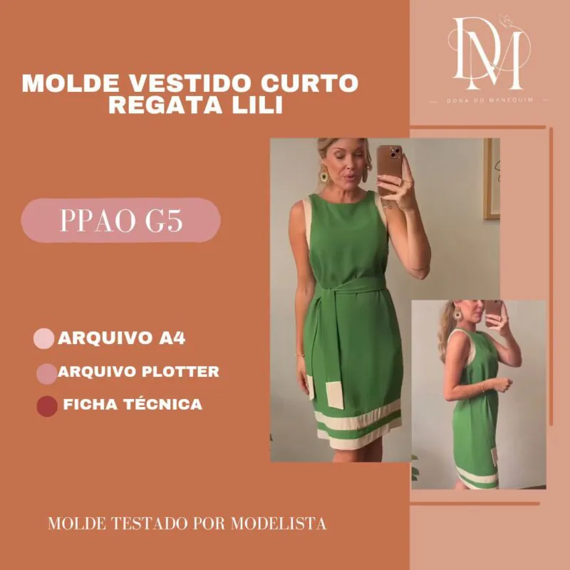 Molde Vestido Curto Regata Lili (PP ao G5)
