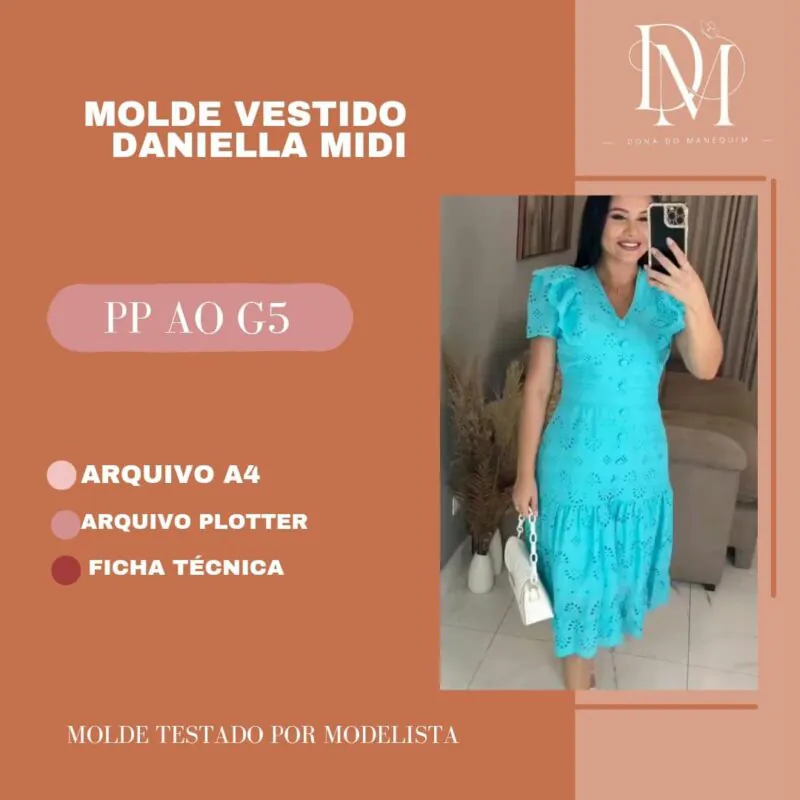 Molde Vestido Daniella Midi (PP ao G5)