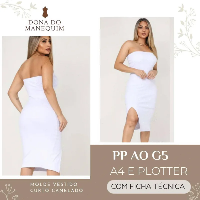 MOLDE VESTIDO CURTO CANELADO